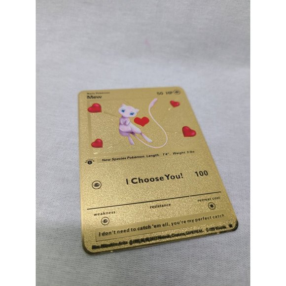 Mew I Choose You Love Heart Valentine Gold Metal Card- Brand new - Picture 2 of 3